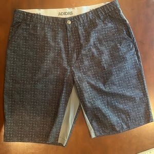 Adidas, 36, gray black golf shorts.